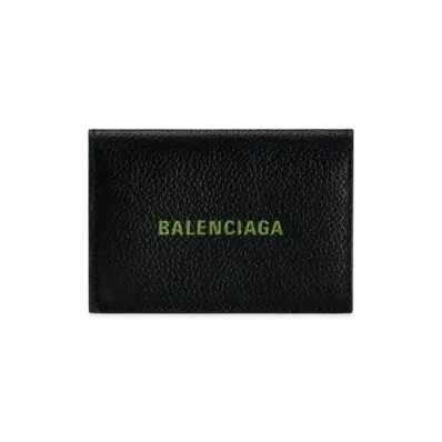 BALENCIAGA Cash Mini Wallet Grained Calfskin Japan Exclusive "Black/Apple Green"