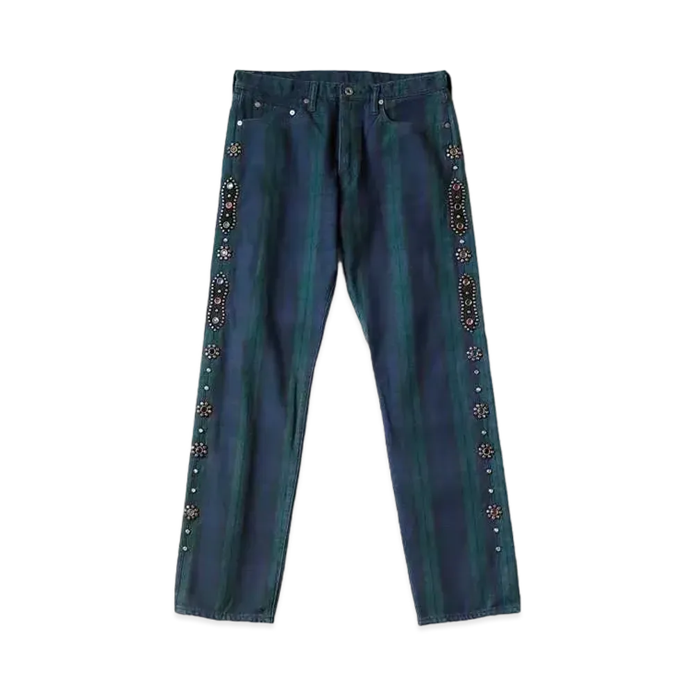 KAPITAL 11oz TARTAN CHECK 5P MONKEY CISCO(STUDS REMAKE ) "Green Black"