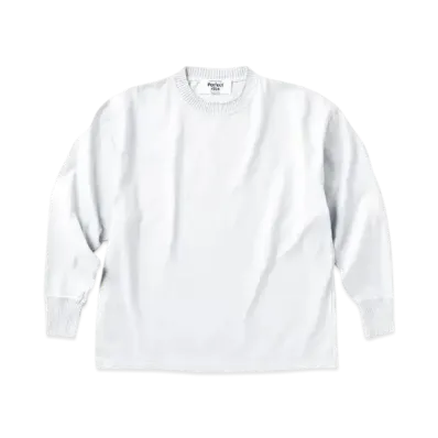 Perfect ribs Side Slit Long Sleeve T Shirt "Cloud White" PR434011