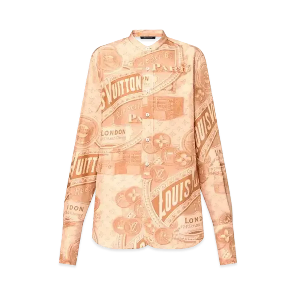 Louis Vuitton Vintage Print Silk Shirt "Beige"