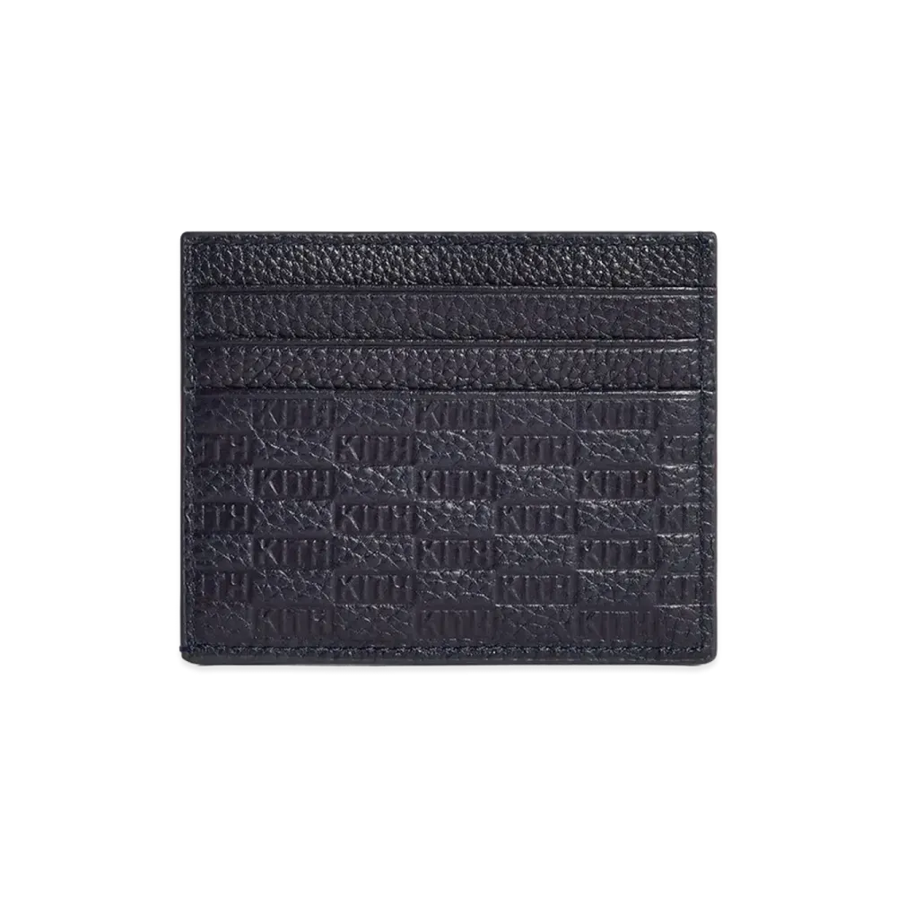 Kith Monogram Tumbled Leather Card Holder "Ink"