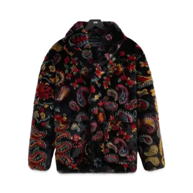 Kith Paisley Fur Short Becker Coat "Nocturnal"