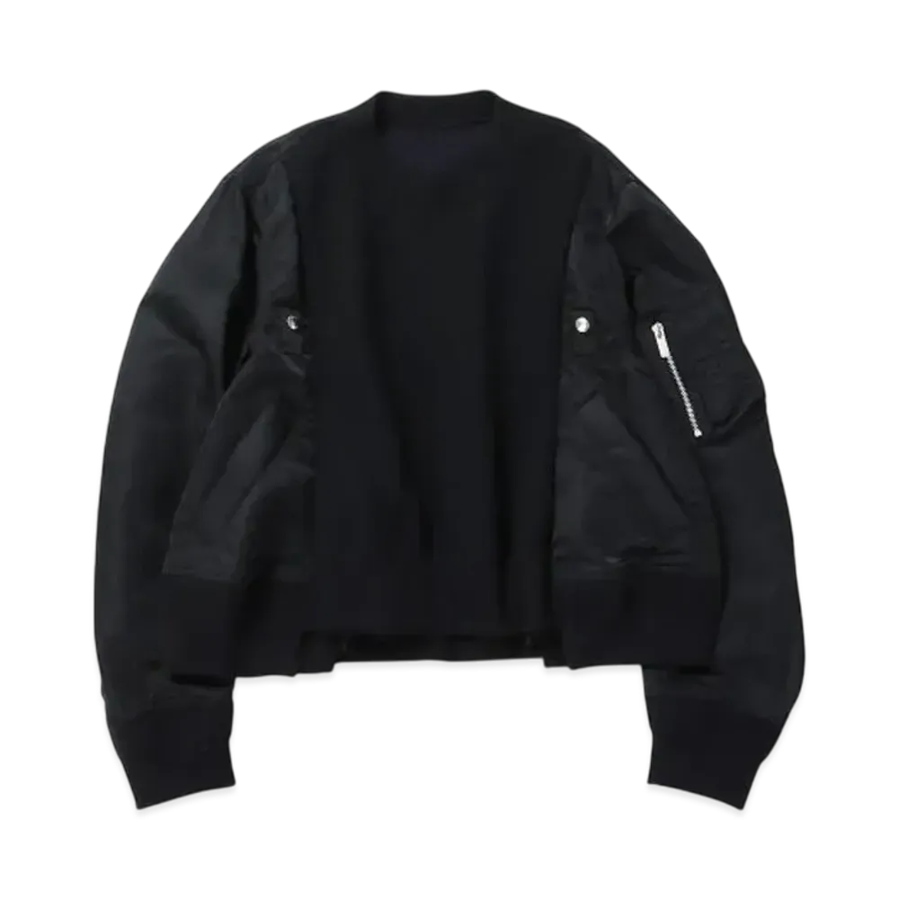 sacai Sponge Sweat x Nylon Twill Pullover "Black"