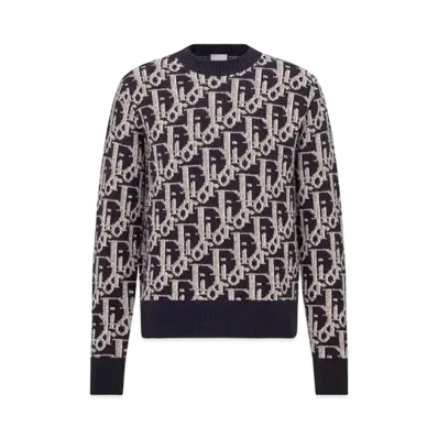 Dior Oblique Wool Jacquard Sweater "Navy"
