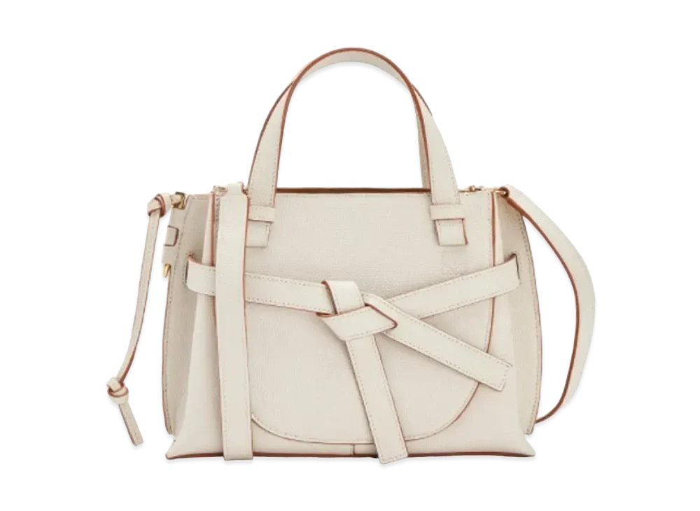 LOEWE Mini Gate Top Handle Bag In Pebble Grain Calfskin "Light Ghost"