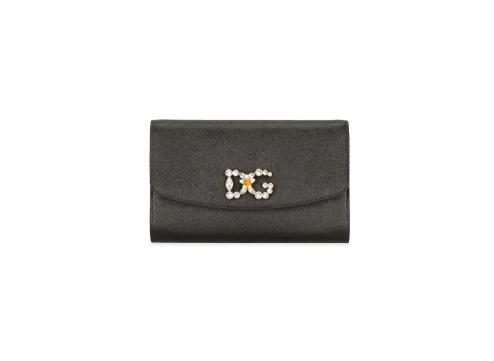 Dolce&Gabbana Mini Bag Dauphine Calfskin DG Rhinestone Logo "Black"