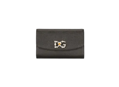Dolce&Gabbana Mini Bag Dauphine Calfskin DG Rhinestone Logo "Black"