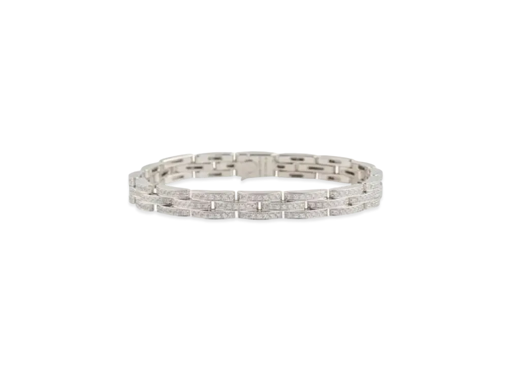 Cartier Maillon Panthere Thin Bracelet, 3 Diamond-Paved Rows