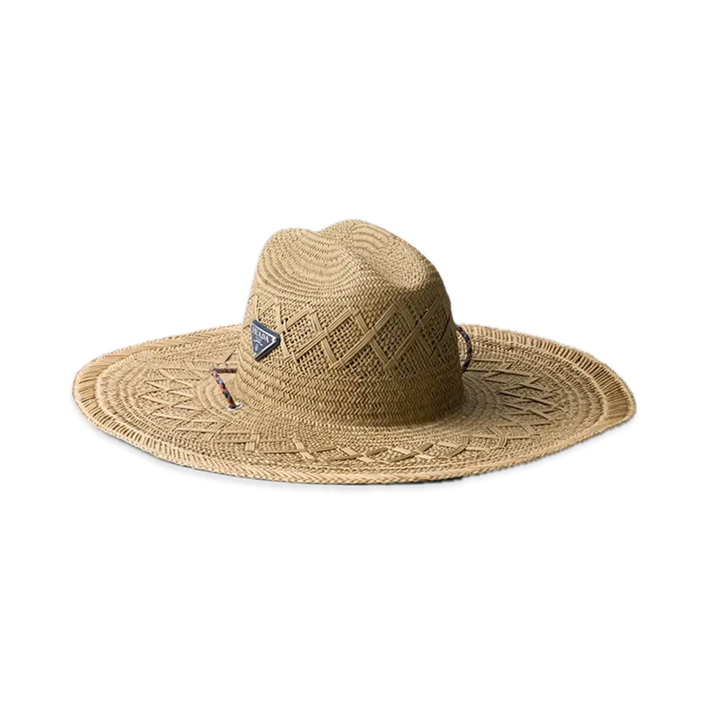 PRADA Straw Hat "Beige/Bright Blue"