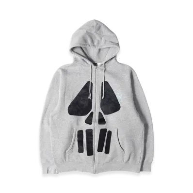 Stussy Flocked Skull Zip Hoodie "Gray"