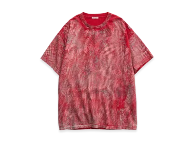 NICENESS Lydon Houndstooth Print Faded T-Shirt "Red"