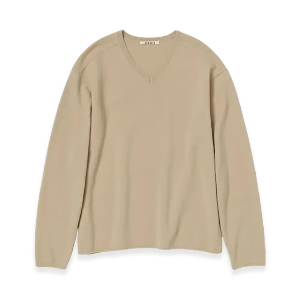 AURALEE Felted Wool Knit VNeck P/O "Beige"