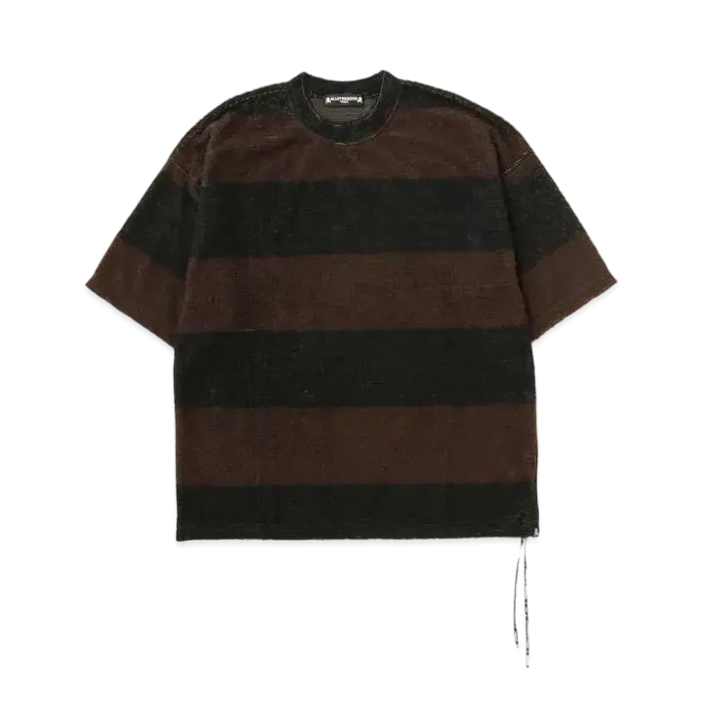 mastermind WORLD Boxy Pile Striped Tee "Black Brown"