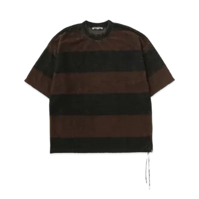 mastermind WORLD Boxy Pile Striped Tee "Black Brown"