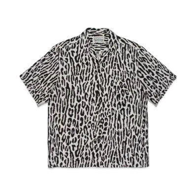 WACKO MARIA LEOPARD OPEN COLLAR SHIRT "Beige"