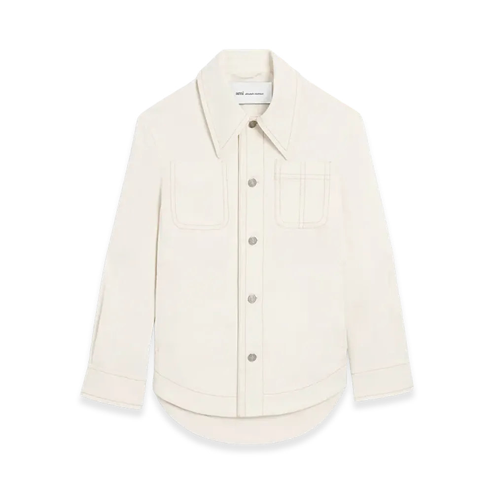 AMI PARIS Cotton Worker Buttoned Jacket "White"