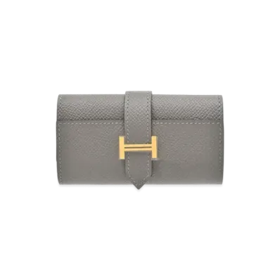 Hermes Bearn 4 Key Case Veau Epsom "Gris Meyer/Gold"