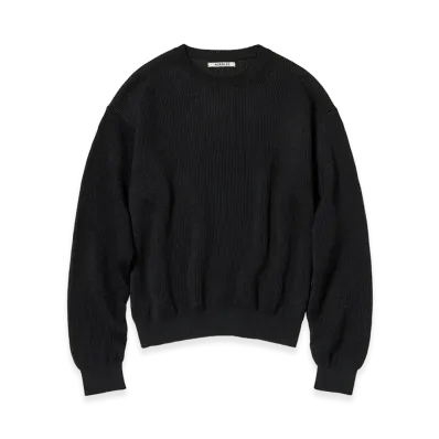 AURALEE Flat Yarn Rib Knit P/O "Black"