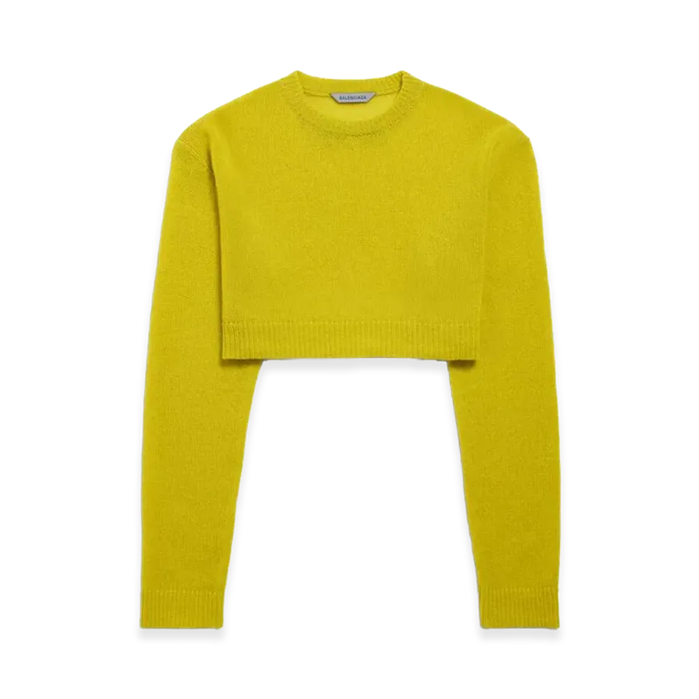 BALENCIAGA Women's Cropped Crewneck "Dark Yellow"