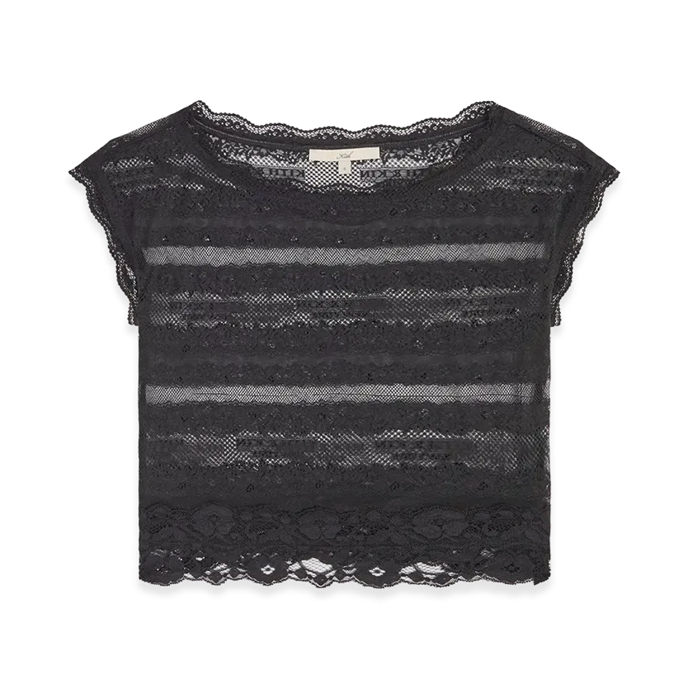 Kith x Lisa Women's Cesca Logo Lace Cropped Tee "Black"