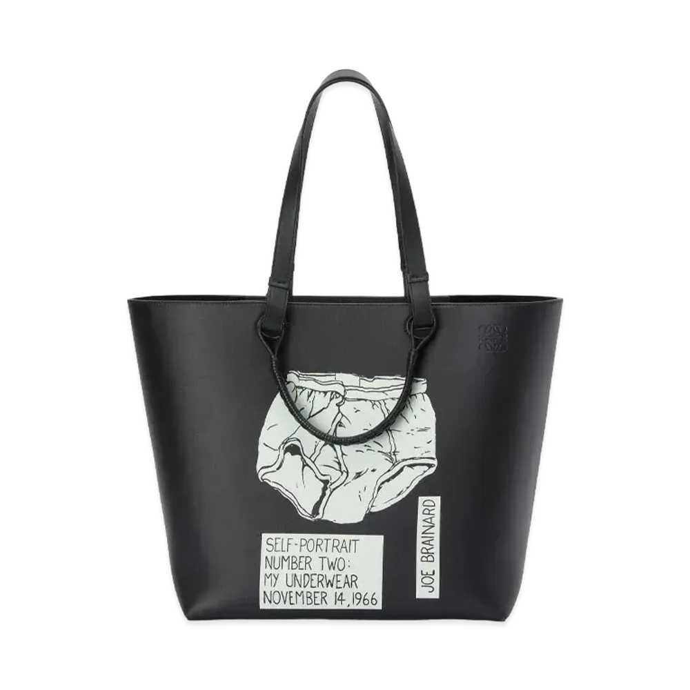 LOEWE Underwear Large Double Handle Tote In Classic Calfskin "Black"
