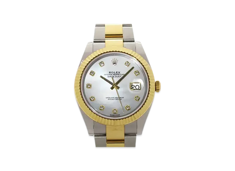ROLEX Date-Just 41 White Shell Dial 10P Diamonds 126333NG