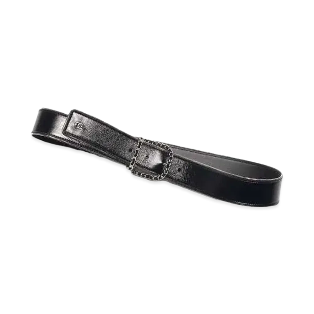 CHANEL Belt Calfskin & Metal "Black/Silver"