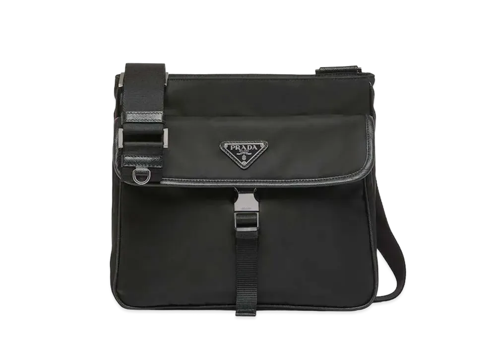 PRADA Re-Nylon And Saffiano Leather Shoulder Bag "Black"