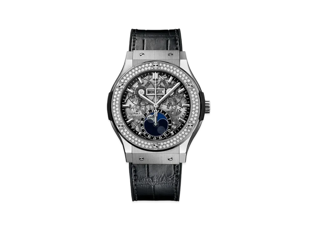 HUBLOT Classic Fusion Aerofusion Moonphase Titanium Diamonds 45mm