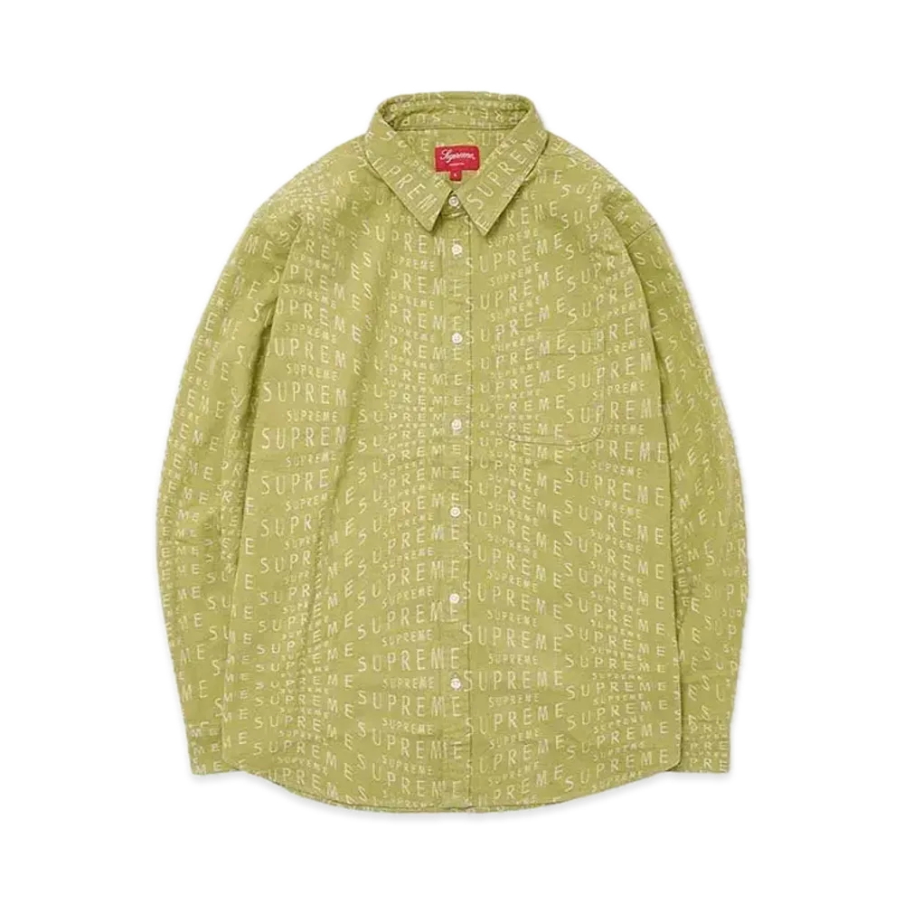 Supreme Warp Jacquard Logos Denim Shirt "Green"
