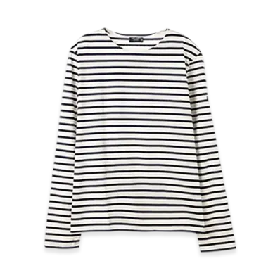 SAINT JAMES Long Sleeve T-shirt Minquiers Moderne "Ecru Marine"