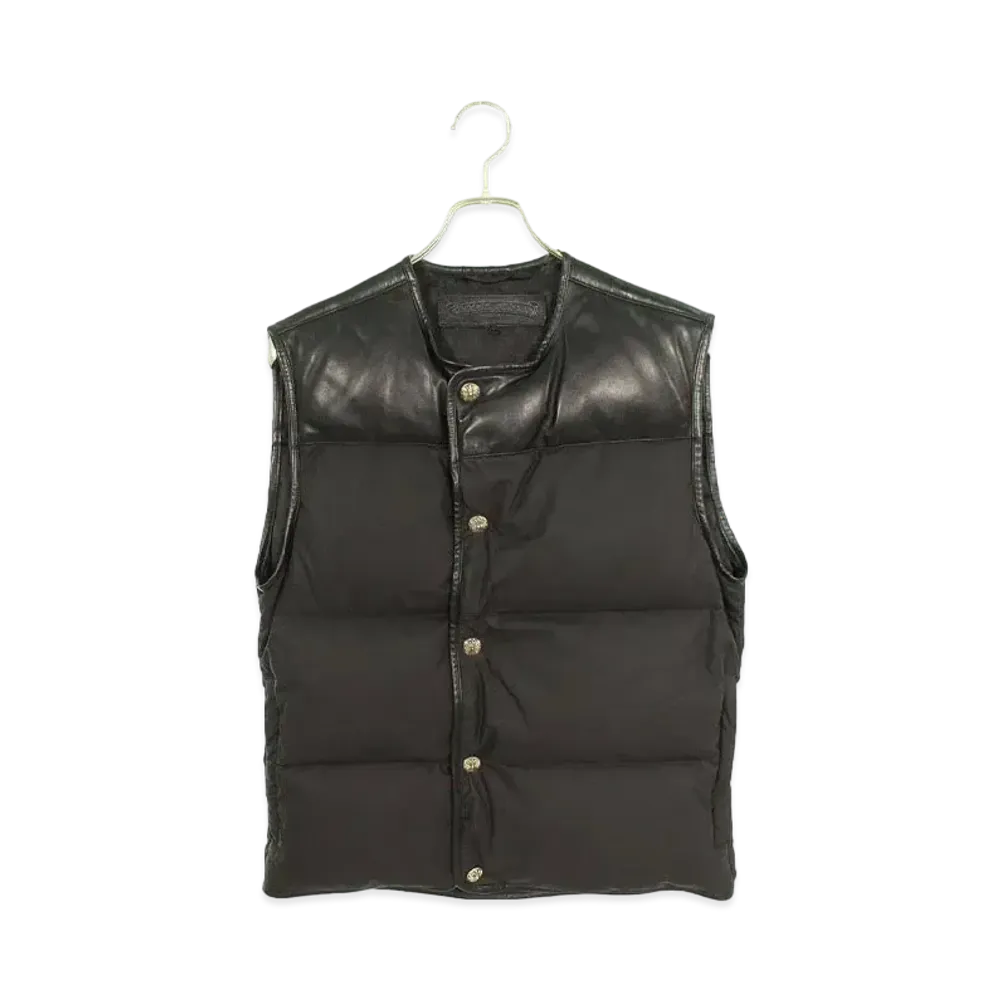 Chrome Hearts Leather York Switch Nylon Down Vest "Black"