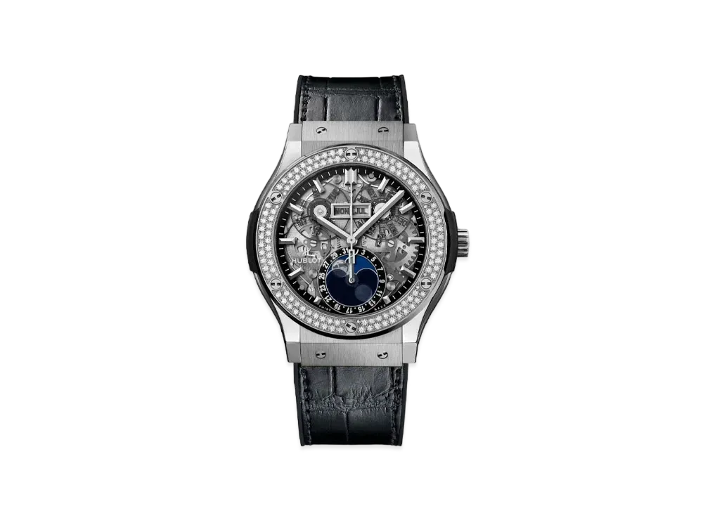 HUBLOT Classic Fusion Aerofusion Moonphase Titanium Diamonds 42mm