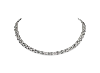 Cartier Maillon Panthere Thin Necklace, 3 Diamond-Paved Rows