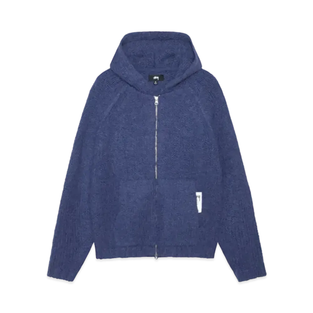 Stussy Chunky Sweater Zip Hood "Blue"