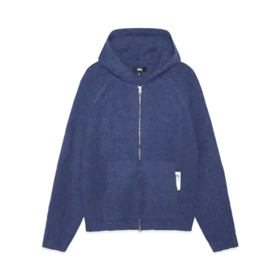 Stussy Chunky Sweater Zip Hood "Blue"