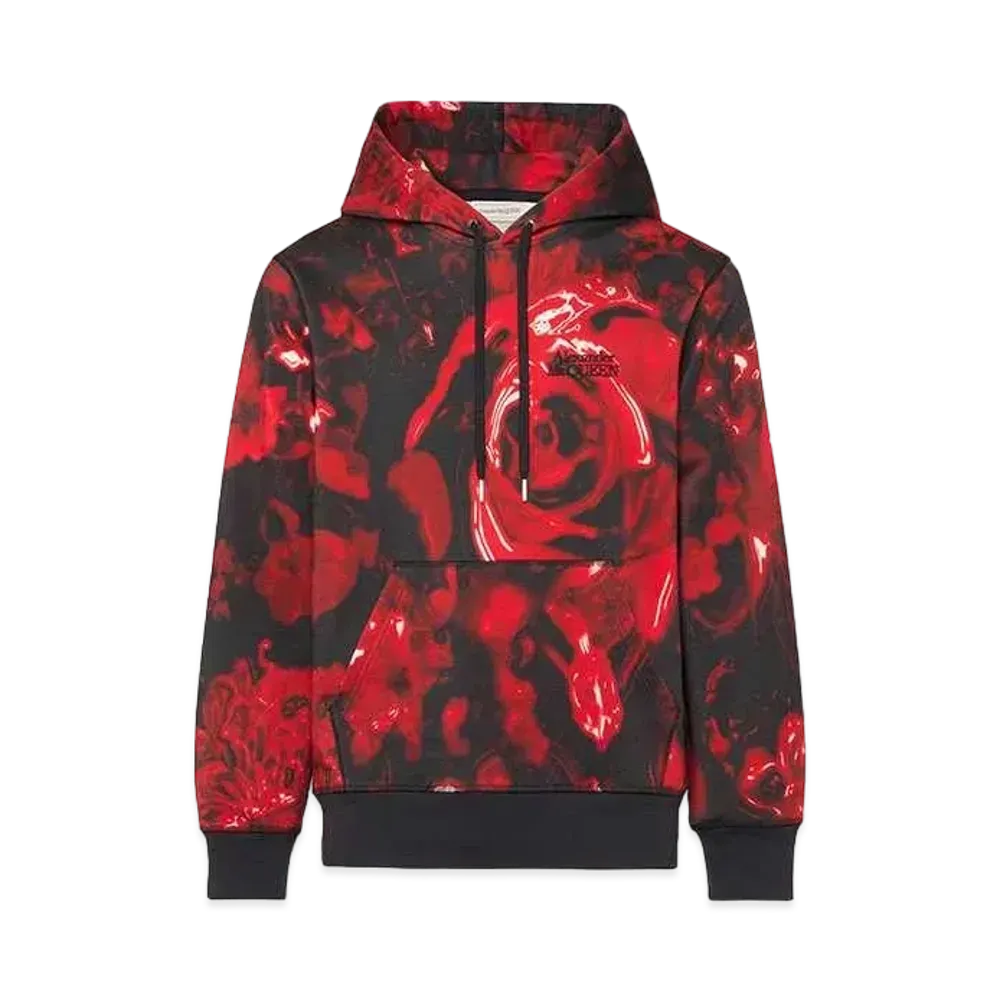 Alexander McQUEEN Wax Flower Hooded Sweatshirt "Black/Red"