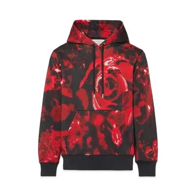 Alexander McQUEEN Wax Flower Hooded Sweatshirt "Black/Red"