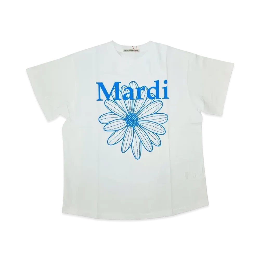 Mardi Mercredi T-Shirt Flowermardi "White Fluoblue"