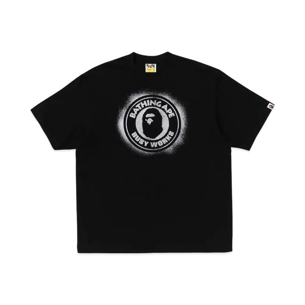 アベイシングエイプ スプレープリント ビジーワークス リラックスフィット Tシャツ "ブラック"