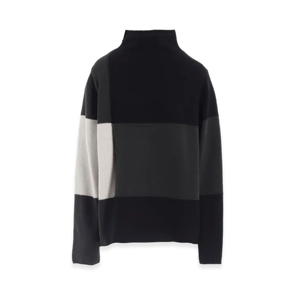 Y's Hard-Twisted Block Intarsia High-Neck Pullover "Off White"