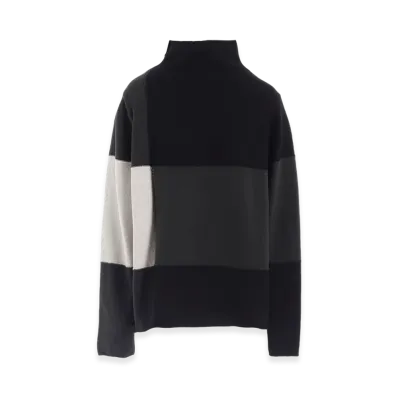 Y's Hard-Twisted Block Intarsia High-Neck Pullover "Off White"