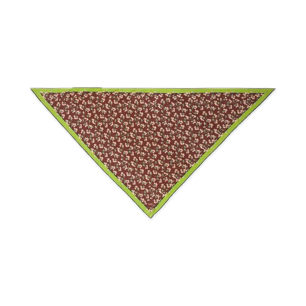 PRADA Printed Silk Twill Scarf "Dark Brown"