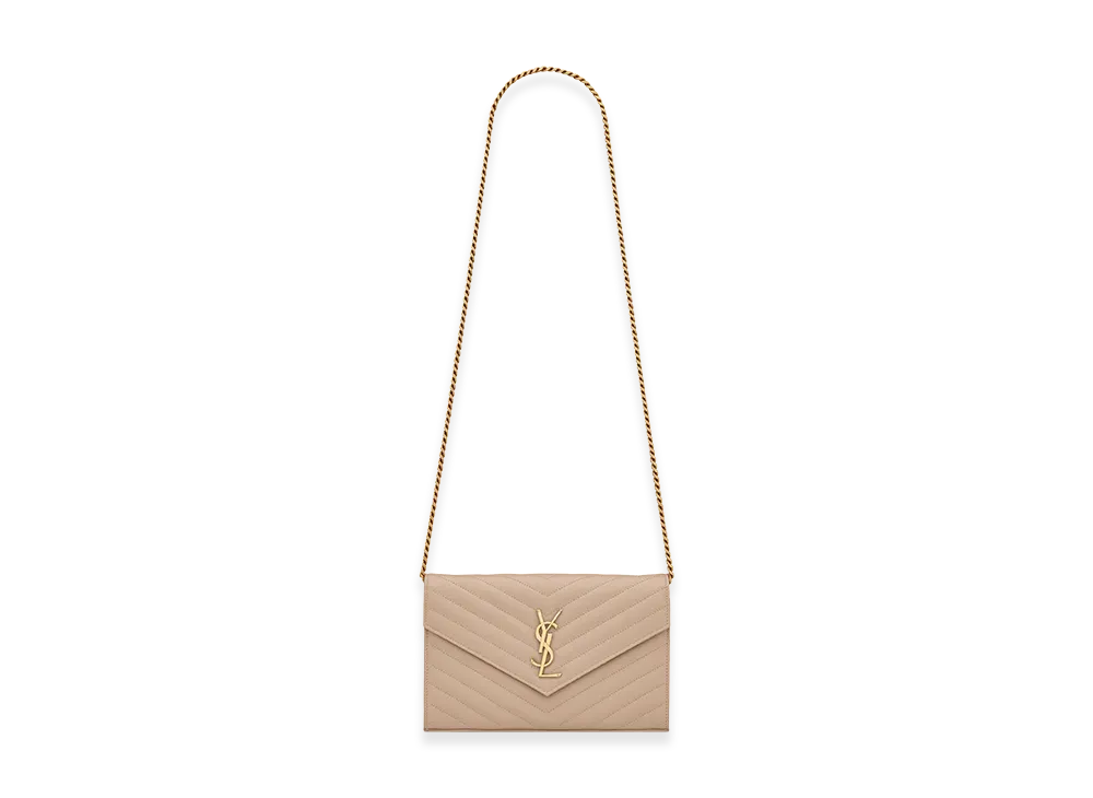 Saint Laurent Women's "Cassandre" Wallet On Chain "Beige"