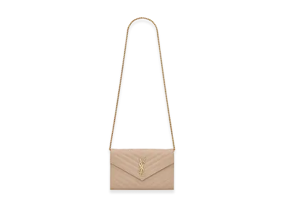 Saint Laurent Women's "Cassandre" Wallet On Chain "Beige"