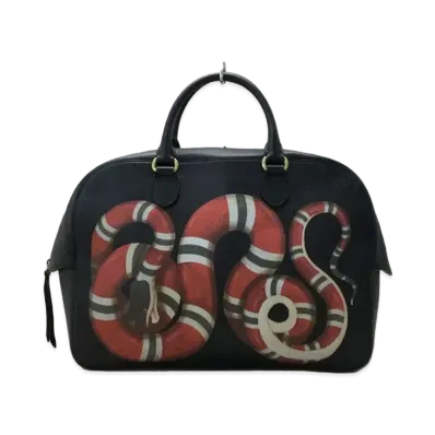 GUCCI Boston Bag Snake Print Leather "Black"