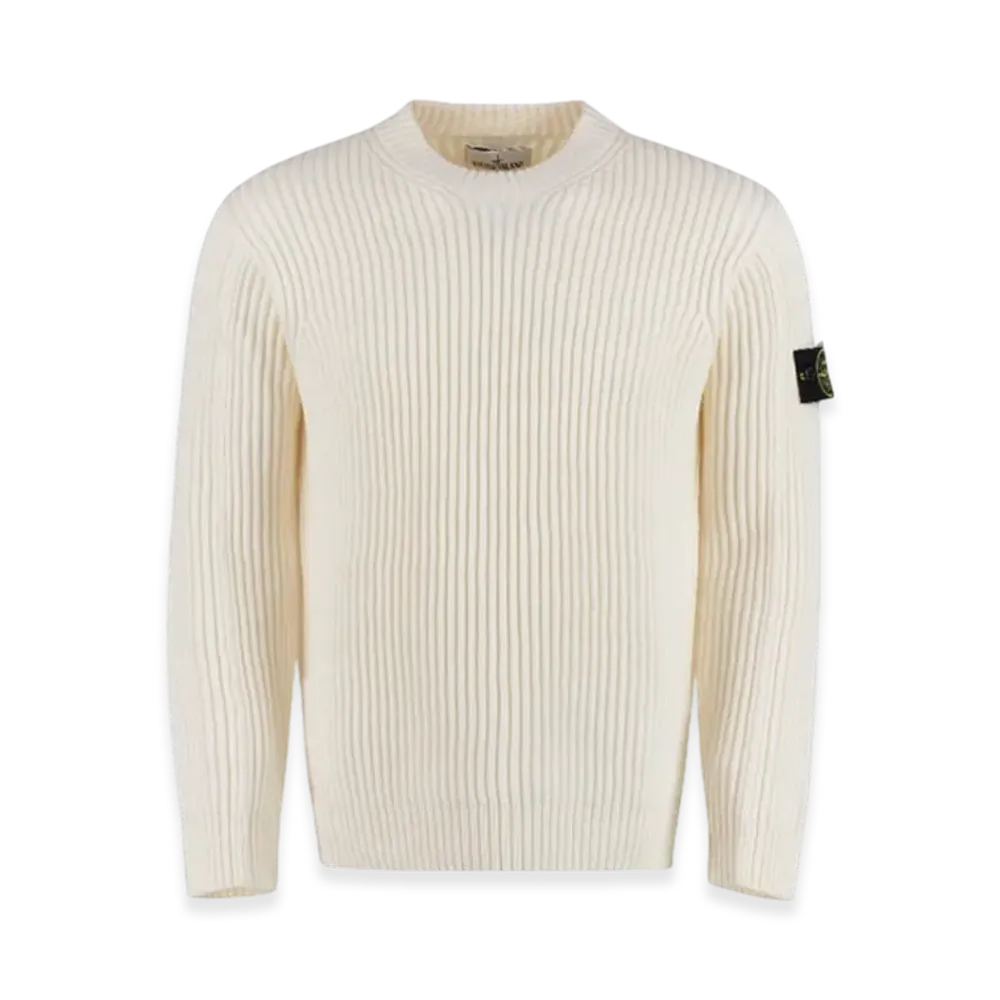 Stone Island 538C2 Full Rib Wool Knitted Sweater - 22FW "Natural White"