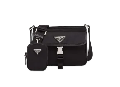 PRADA Re-Nylon And Saffiano Leather Shoulder Bag "Black"