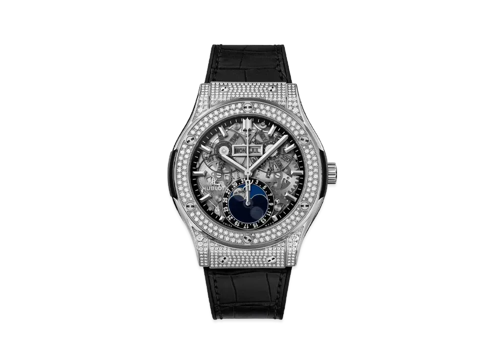 HUBLOT Classic Fusion Aerofusion Moonphase Titanium Pave 45mm