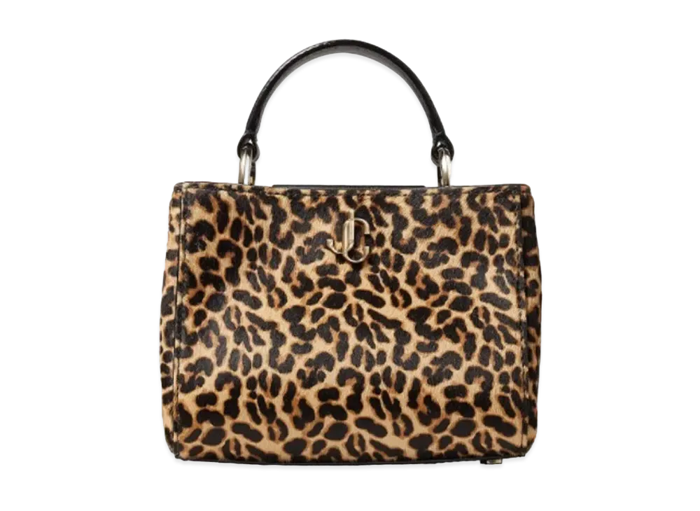 Jimmy Choo Varenne Top Handle Mini Leopard Print Pony Top Handle Mini Bag With Light JC Logo "Light Gold/Natural"
